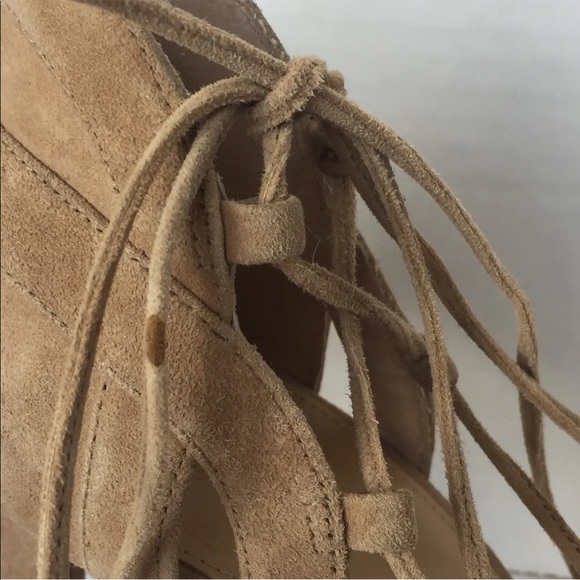 New MK Michael Kors Leather Suede Pumps Gladiator Lace Brown Women Shoes 10 - Picture 3 of 12